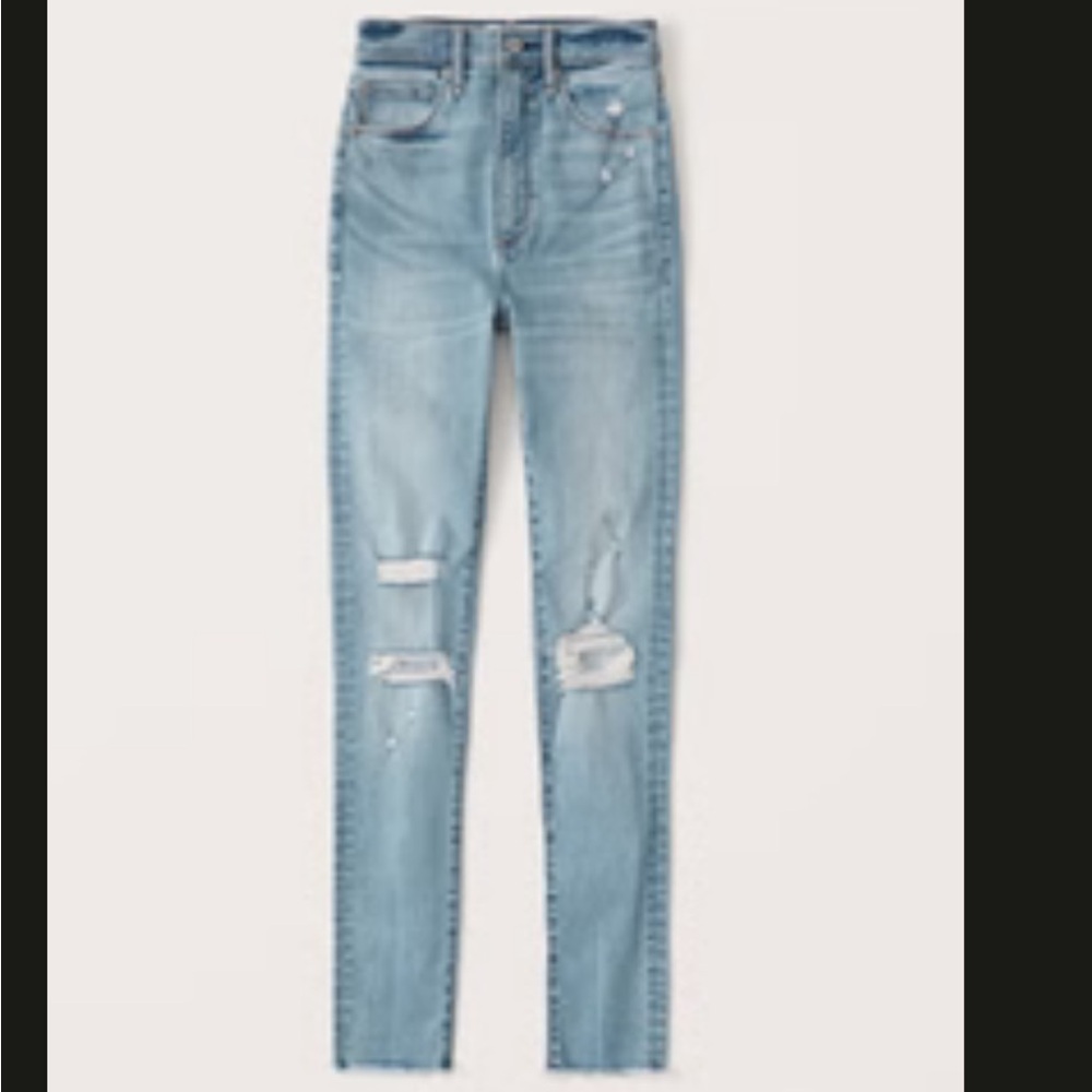 Abercrombie & Fitch Blue Skinny Jeans with Distressed Details